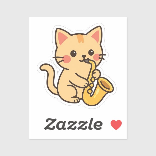 Saxophone Cat Illustration Aufkleber (Blatt)