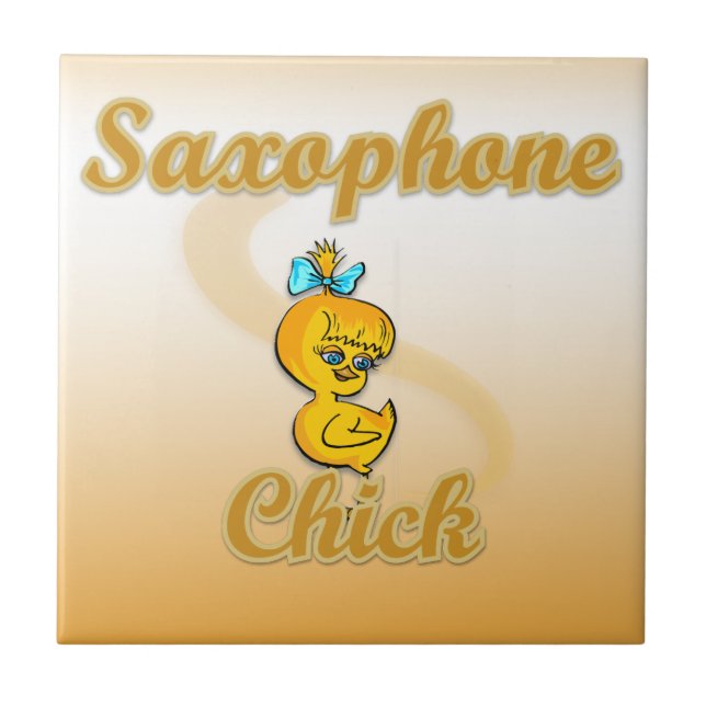 Saxophone Chick Fliese (Vorderseite)