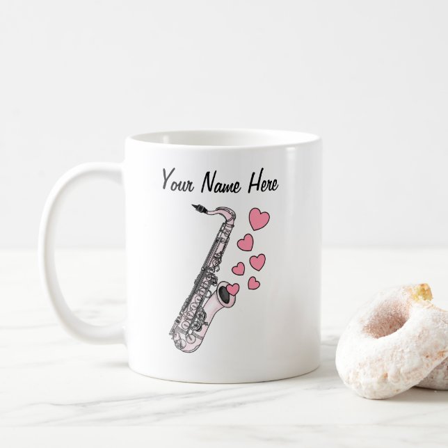 Saxophone Custom Wedding Tasse Sax Player Musician (Mit Donut)