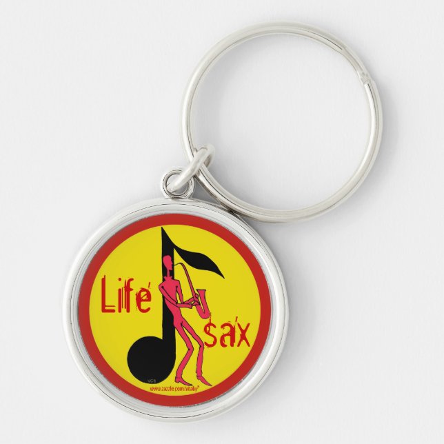 Saxophone, der die Mannstifttinte zeichnet Schlüsselanhänger (Vorne)