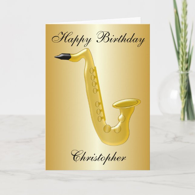 Saxophone Design Personalised Birthday Karte (Vorderseite)