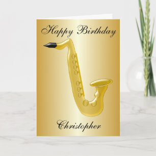 Saxophone Design Personalised Birthday Karte