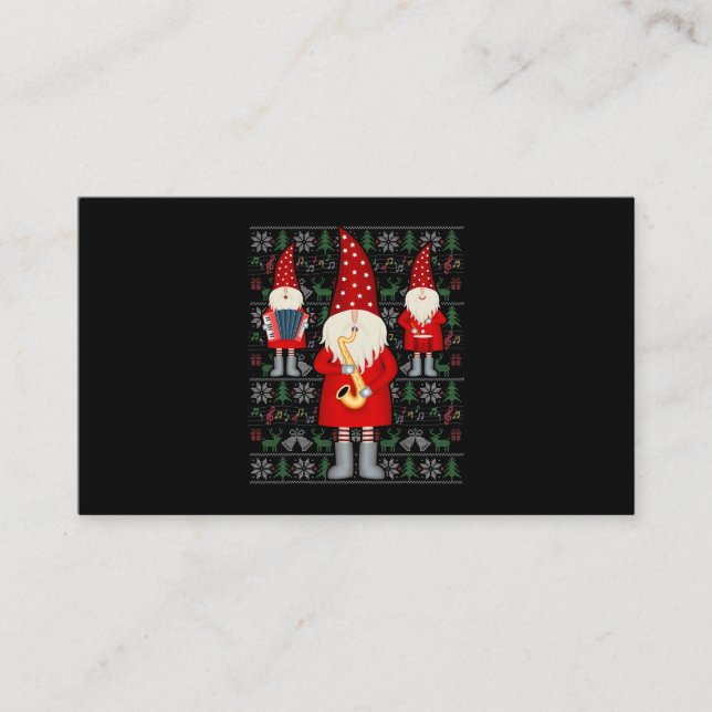 Saxophone Drums Accordion Ugly Christmas Sweater G Visitenkarte (Vorderseite)