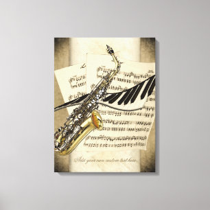 Saxophone et toile de mur personnalisée par piano