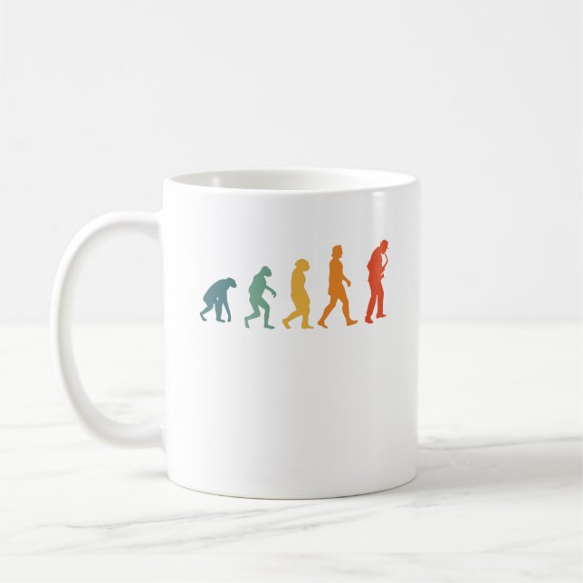 Saxophone Evolution Retro Saxophonist Kaffeetasse (Links)
