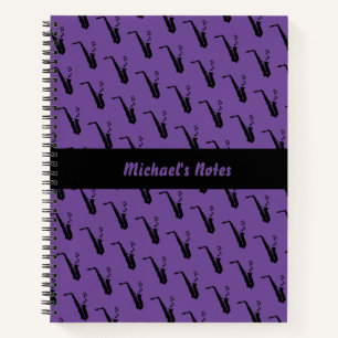 Saxophone Fun Musiknoten Personalisiert Lila Notizbuch