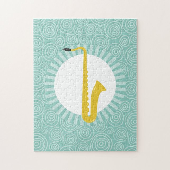 Saxophone Fun Turquoise Swirt Music (Vertikal)