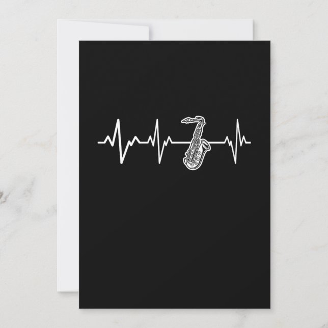 Saxophone Heartbeat Klassische sächsische Giftidee Einladung (Vorderseite)