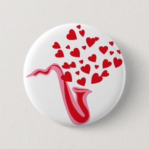 Saxophone Hearts Button