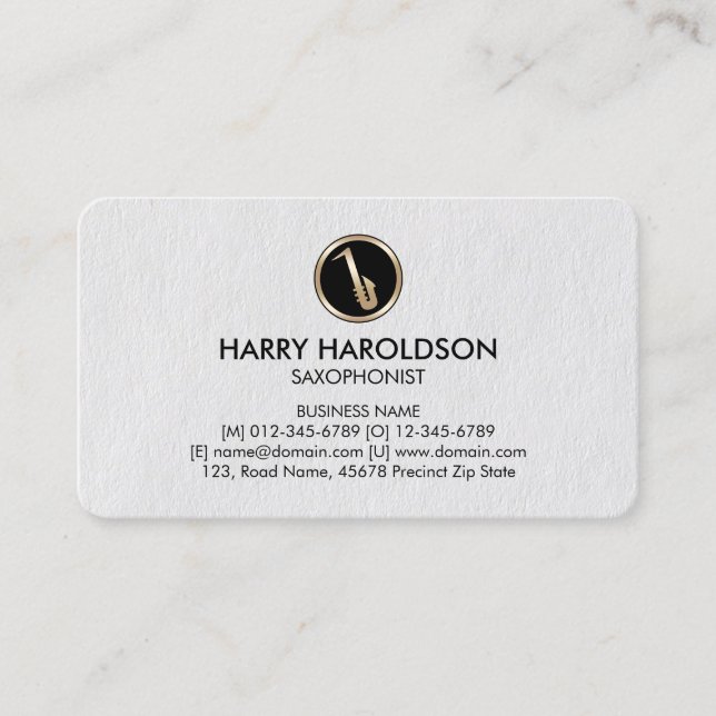 Saxophone Icon Saxophonist Premium Business Card Visitenkarte (Vorderseite)