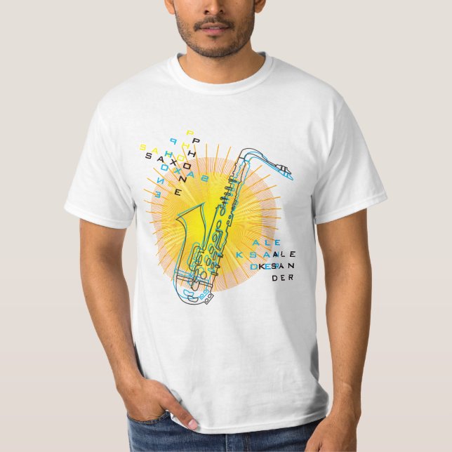 Saxophone Illustration Cool Moderne Kunst Saxophon T-Shirt (Vorderseite)