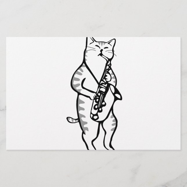Saxophone Instrument Music Jazz Cat Post-it Notes Briefpapier (Vorderseite)
