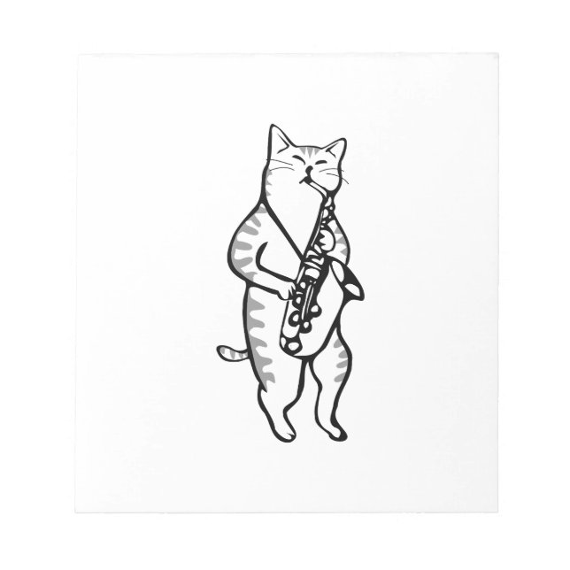 Saxophone Instrument Music Jazz Cat Post-it Notes Notizblock (Vorderseite)