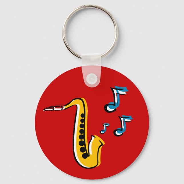 saxophone jazz avec notes porte-clés (Recto)