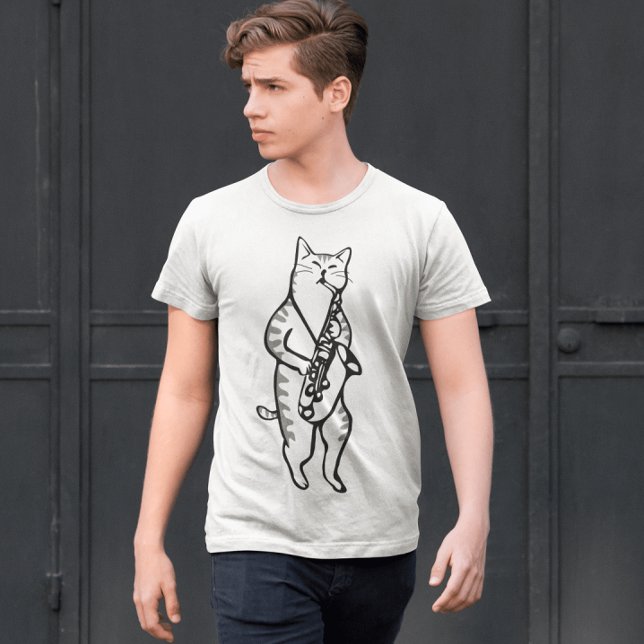 Saxophone jazz Chat, hommes & femmes T-shirts (Créateur téléchargé)