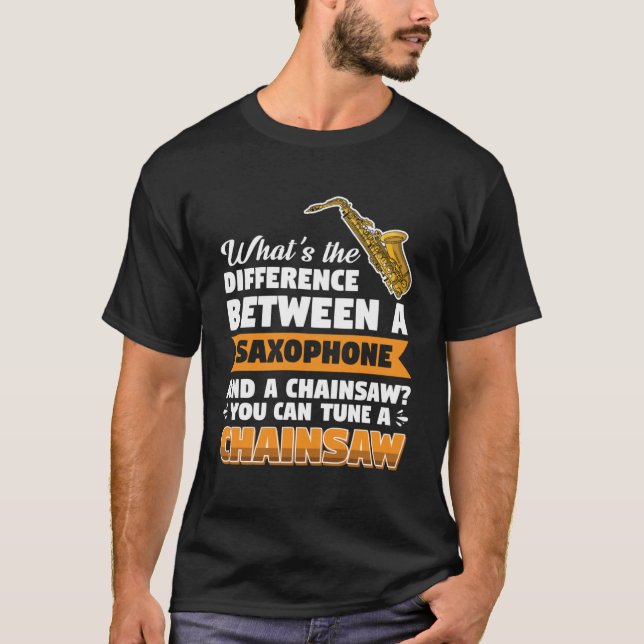 Saxophone joueur différence tronçonneuse Pullover  (Devant)