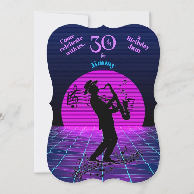 Saxophone Man 30. Geburtstag Musik Jam Musicians Einladung (Vorderseite)