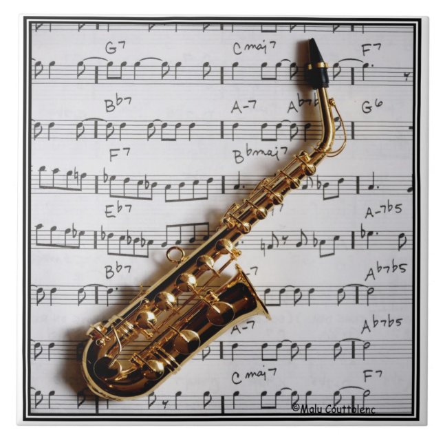 Saxophone Music Customizable Tile Fliese (Vorderseite)