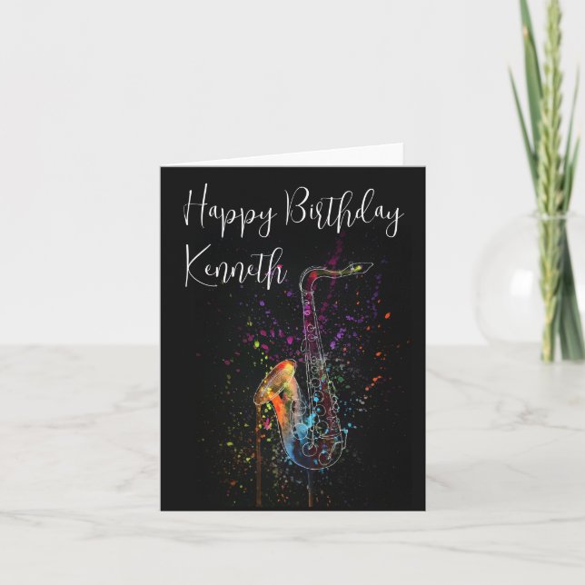 Saxophone Music Lover Birthday Karte (Vorderseite)