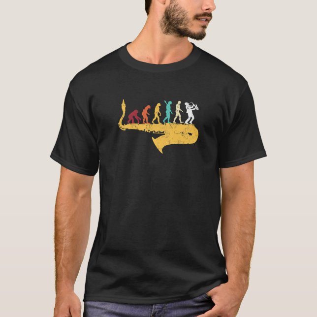 Saxophone Music Lover Human Evolution Saxophonist T-Shirt (Vorderseite)