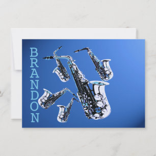 Saxophone Music Merci bleu carte plat