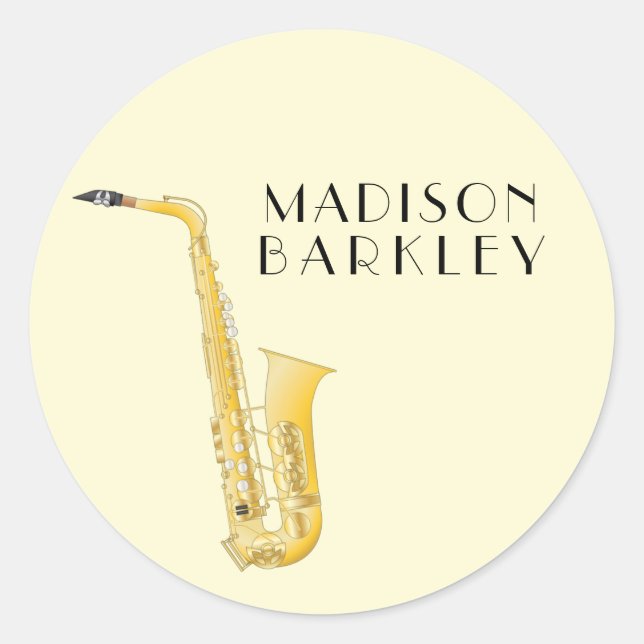 Saxophone Music Teacher Runder Aufkleber (Vorderseite)