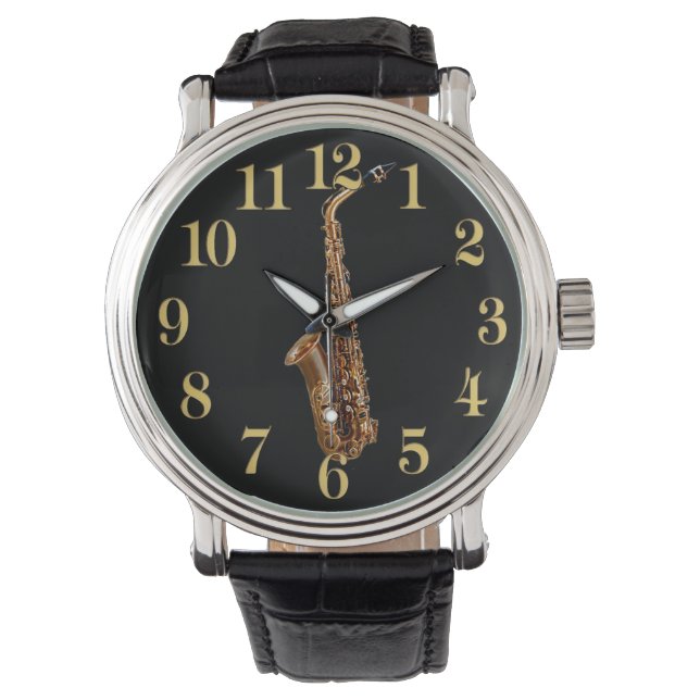 Saxophone Music-Themed Musician's Geschenk Armbanduhr (Vorderseite)