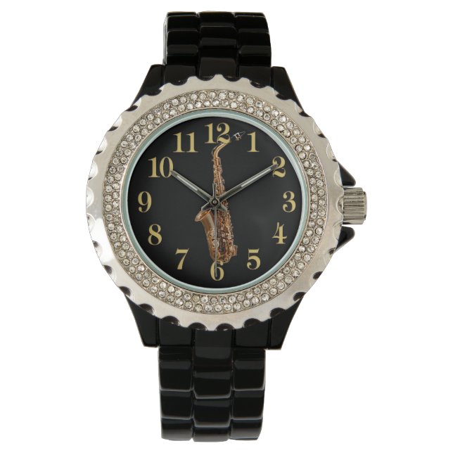 Saxophone Music-Themed Musician's Geschenk Armbanduhr (Vorderseite)