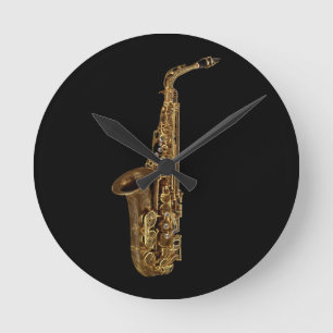 Saxophone Music Themed Wall Clock Runde Wanduhr