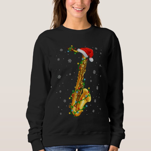 Saxophone Music   Xmas Lights   Santa Hat Christma Sweatshirt (Vorderseite)