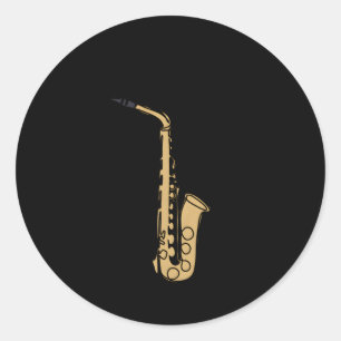 Saxophone Musical Instrucal Band Geek Play Music Runder Aufkleber
