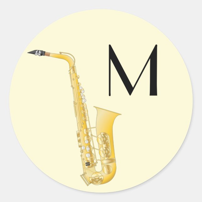 Saxophone Musician Band Teacher Runder Aufkleber (Vorderseite)