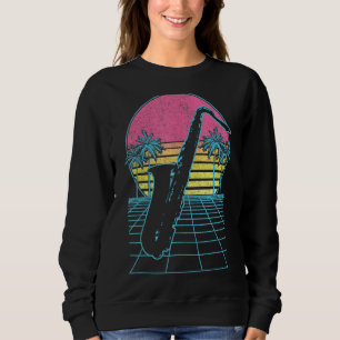 Saxophone Musician Jazz Music 90er 80er Retro Vint Sweatshirt