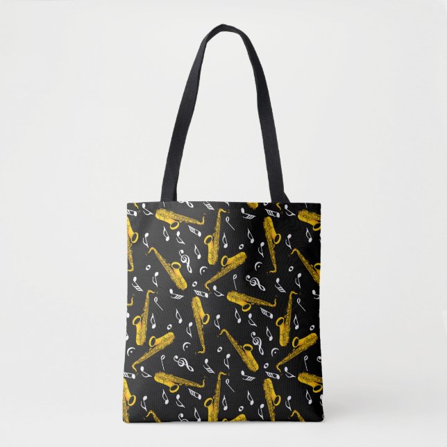 Saxophone Musikmuster Tasche (Vorderseite)