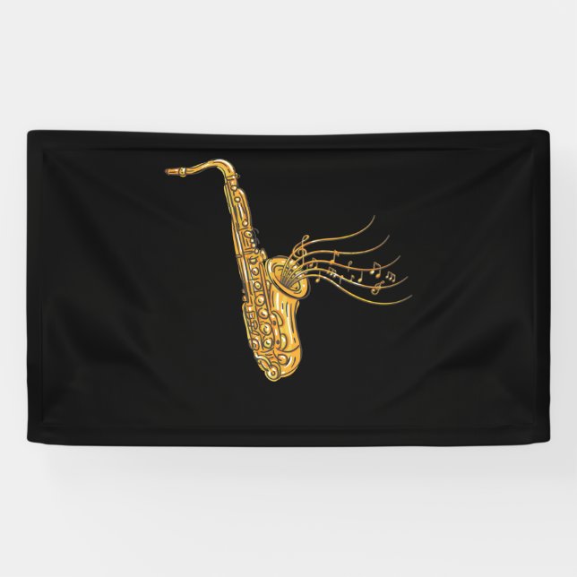 Saxophone Musiknote Jazz Musiker Saxophonist Banner (Horizontal)