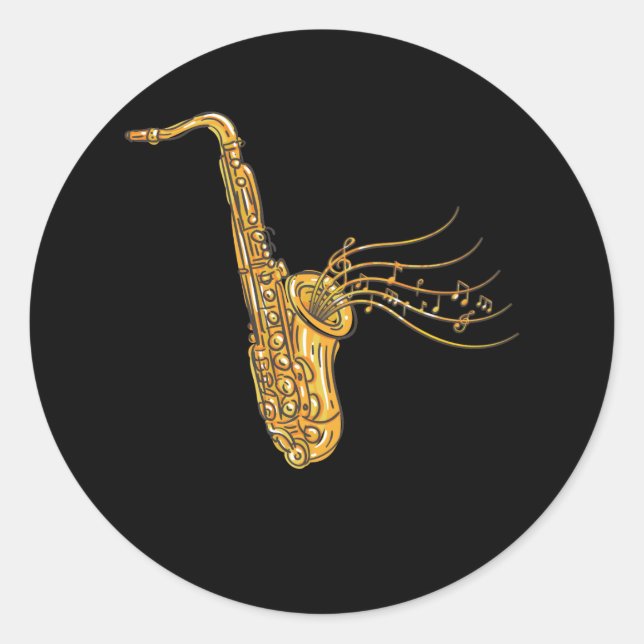Saxophone Musiknote Jazz Musiker Saxophonist Runder Aufkleber (Vorderseite)