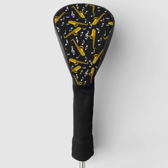 Saxophone Musiknote Pattern Golf Headcover (Vorderseite)