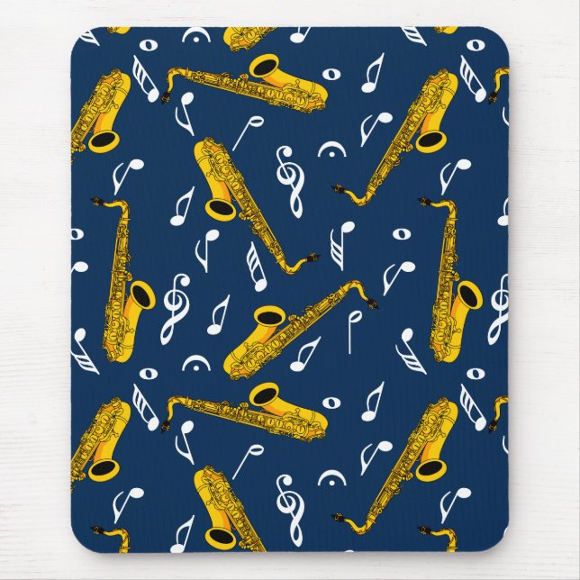 Saxophone Musiknote Pattern Mousepad (Vorne)