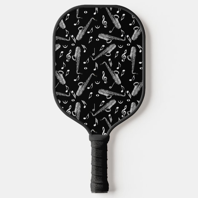 Saxophone Musiknote Pattern Pickleball Schläger (Vorderseite)