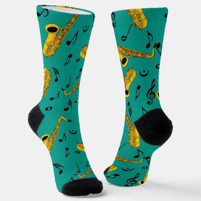 Saxophone Musiknote Pattern Socken (Gewinkelt)