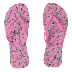 Saxophone Musiknoten Rosa Flip Flops