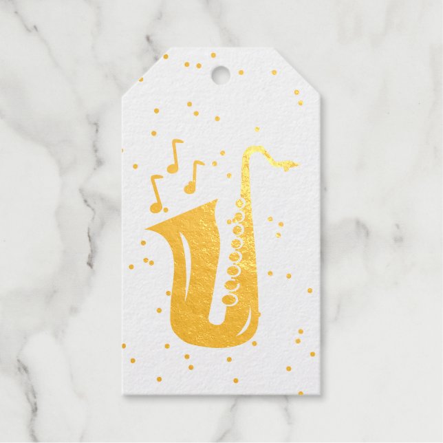Saxophone or feuille d'or étiquettes cadeaux de No (Recto)