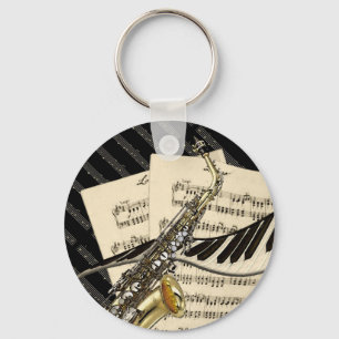 Saxophone & Piano Music Keyring Schlüsselanhänger