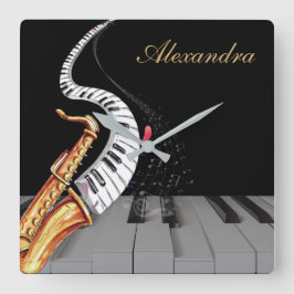 Saxophone Piano Music Luxus Personalisiert Quadratische Wanduhr