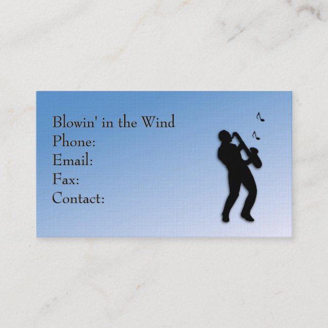 Saxophone Player Business Card Visitenkarte (Vorderseite)