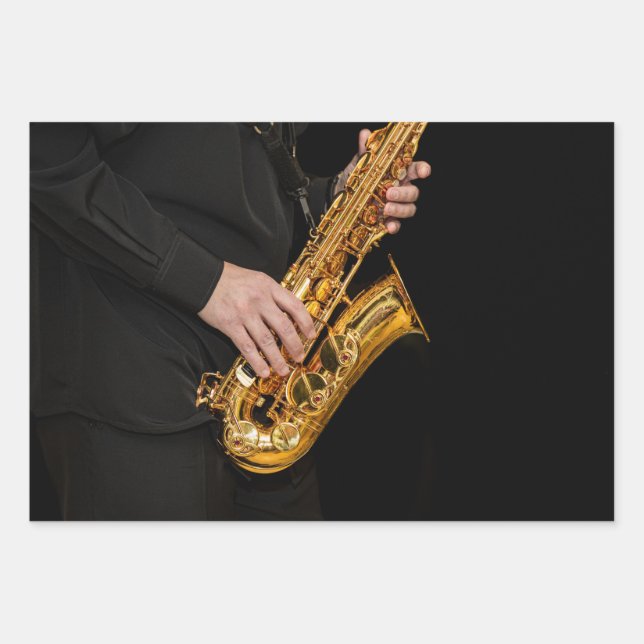 Saxophone Player gibt sächsischen Jazzspieler aus Geschenkpapier Set (Vorderseite)