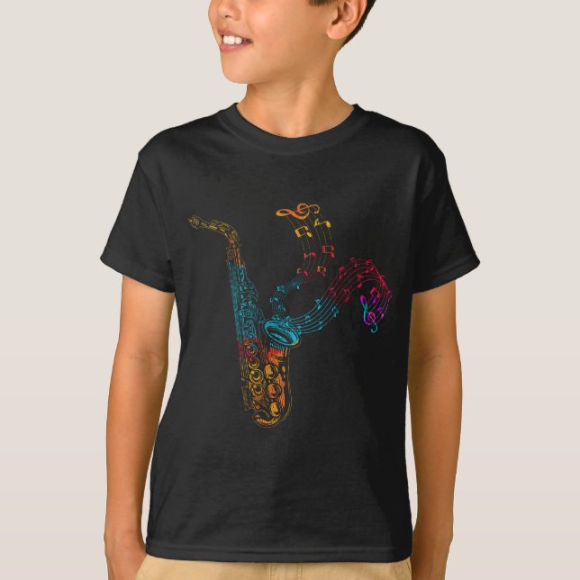 Saxophone Player Gift Musiknotens Saxophon T-Shirt (Vorderseite)