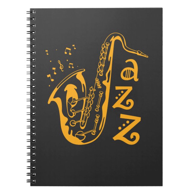 Saxophone Player Jazz Music Lover Musical Notes Notizblock (Vorderseite)