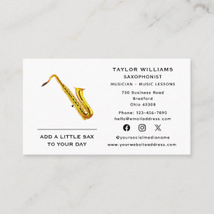 Saxophone Player Saxophonist Musician Social Media Visitenkarte