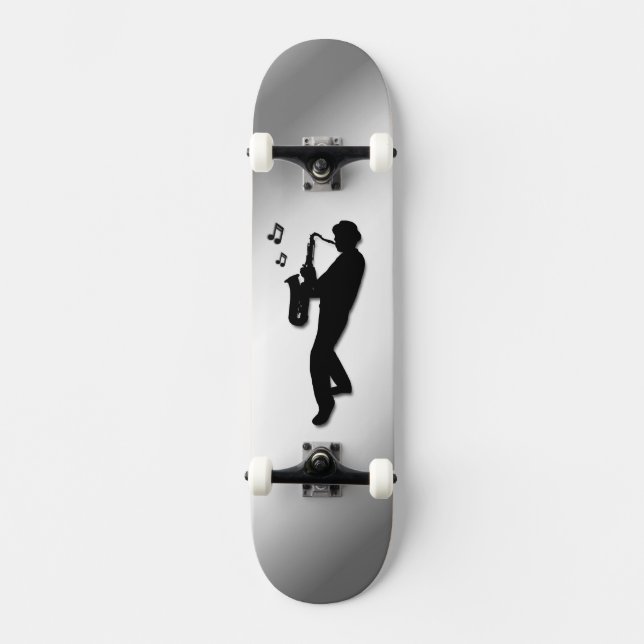 Saxophone Player Silver Skateboard (Vorderseite)